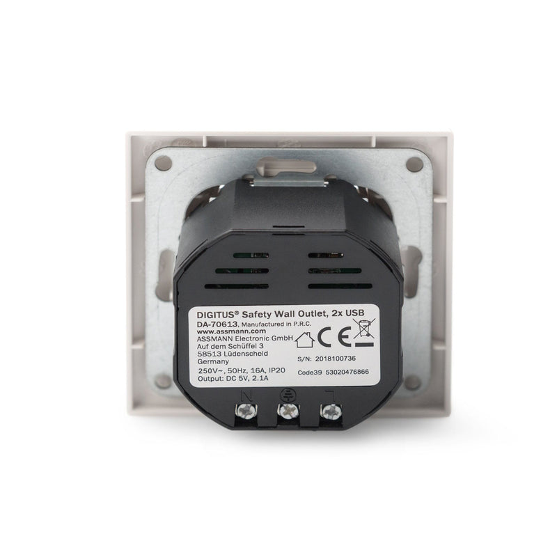 DIGITUS - USB-Spannungsversorgung Sicherheits-Steckdose DA-70613 2x USB