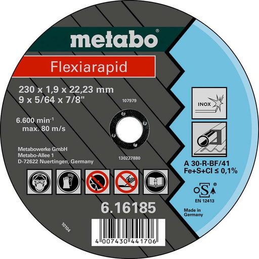 Metabowerke - Trenn-/Schleifscheibe Trennscheibe Flexiarapid 616185000 230x1,9x22,2 Inox − 25 Stück