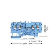 WAGO GmbH & Co. KG - Durchgangs-Reihenklemme 4-Leiter-Durchgangsklemme 2200-1404 1qmm, blau − 100 Stück