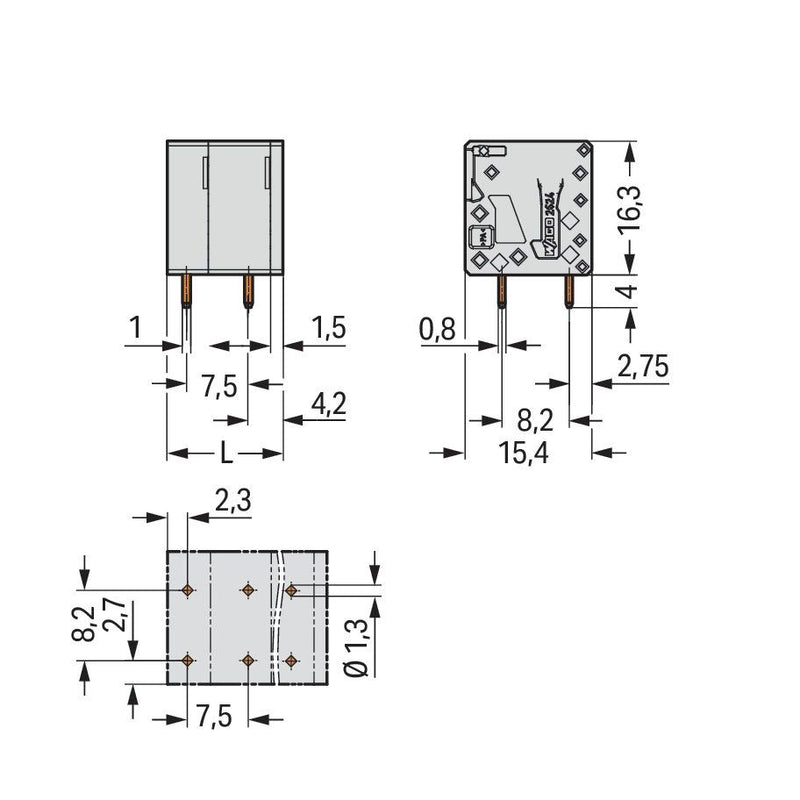 WAGO - Leiterplattenklemme 2624-3302 4mm² − 200 Stück