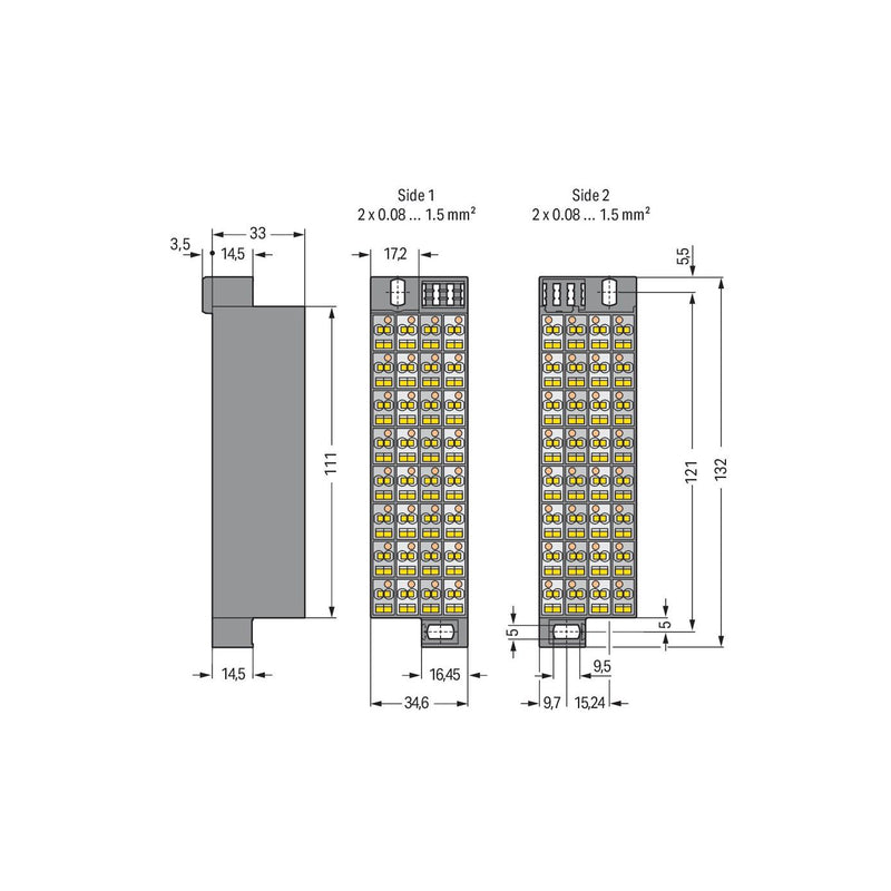 WAGO - Feldbus, Dez. Peripherie - Kommunikations-Modul Rangierwabe 726-321 32p.(4x1,5)G/W 1-32S