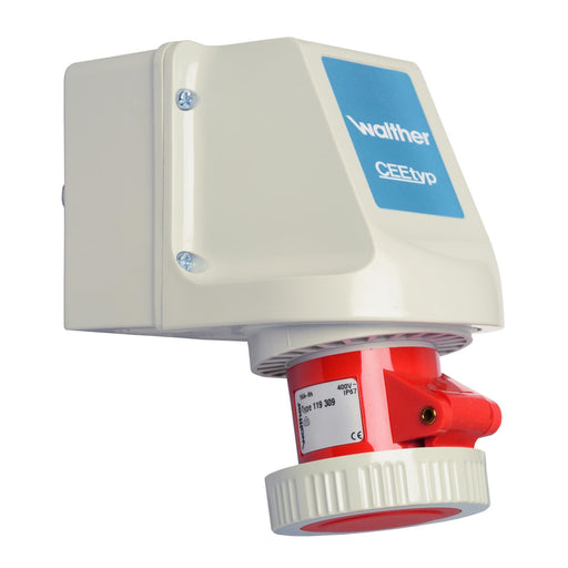 Walther Werke - CEE-Steckdose (IEC 60309) Wandsteckdose 16A 119309 3P 400V 9h IP67