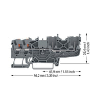 WAGO - Durchgangs-Reihenklemme 2-Leiter/2-Pin-Basisklemme 2222-1401/999-953 Drücker,2,5 mm²,gr − 50 Stück