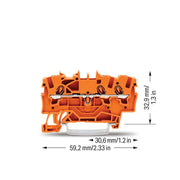 WAGO - Durchgangs-Reihenklemme Durchgangsklemme 2001-1302 3-Leiter, TS 35 − 100 Stück