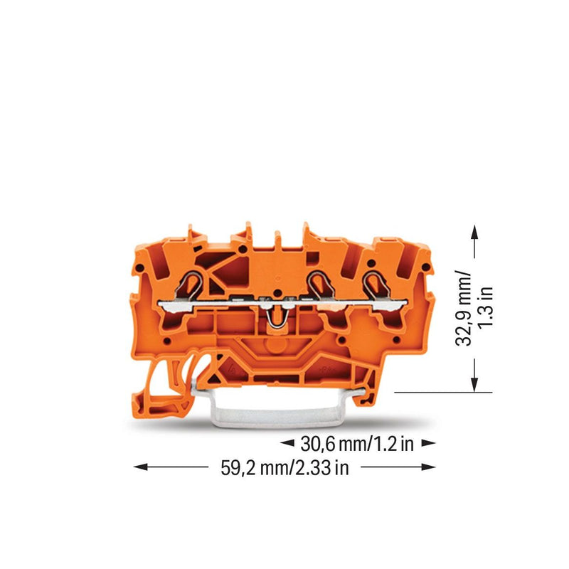 WAGO - Durchgangs-Reihenklemme Durchgangsklemme 2001-1302 3-Leiter, TS 35 − 100 Stück