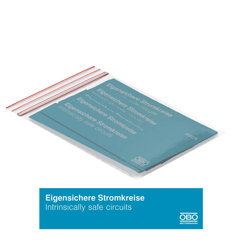 OBO Bettermann - Warn-/Hinweisschild Aufkleber Eigensicherheit VK ISCS 5012 lichtblau − 20 Stück
