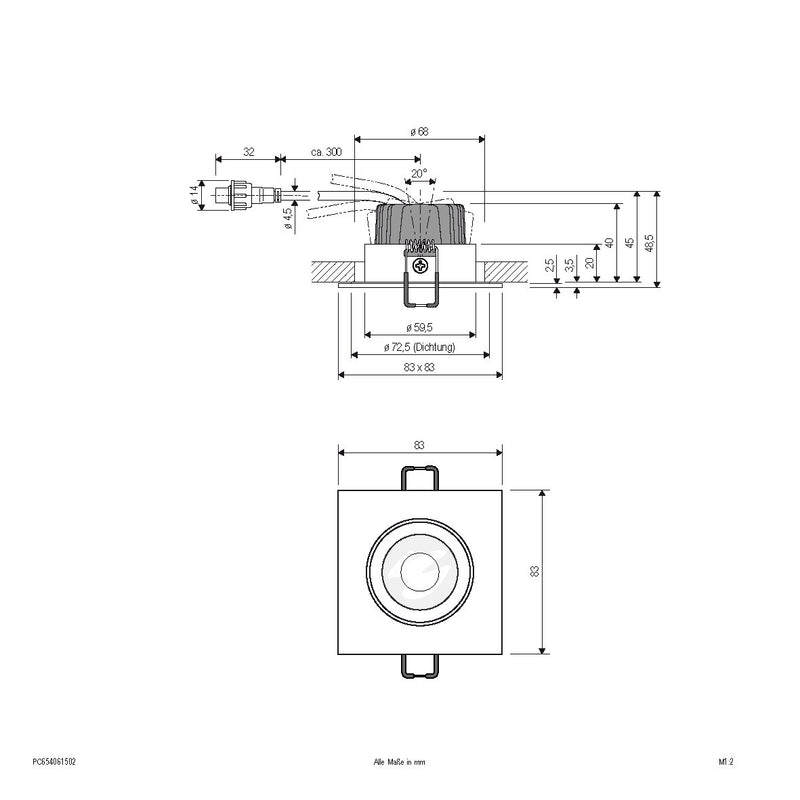 EVN Lichttechnik - Downlight/Strahler/Flutlicht LED-Einbauleuchte IP65 PC654061502 350mA 3000K chr-mt