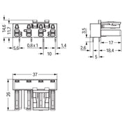 WAGO - Leiterplattensteckverbinder Buchse für Leiterplatten 770-844/011-000/064- abgew.,4-polig,gr − 50 Stück