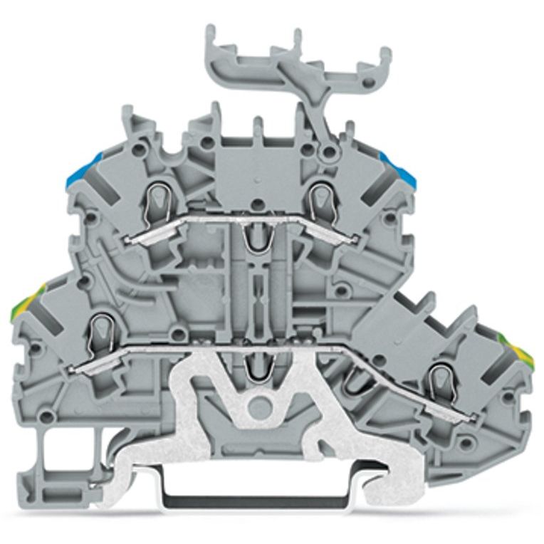 WAGO - Schutzleiter-Reihenklemme Doppelstockklemme 2000-2227 1mm²,grau − 50 Stück