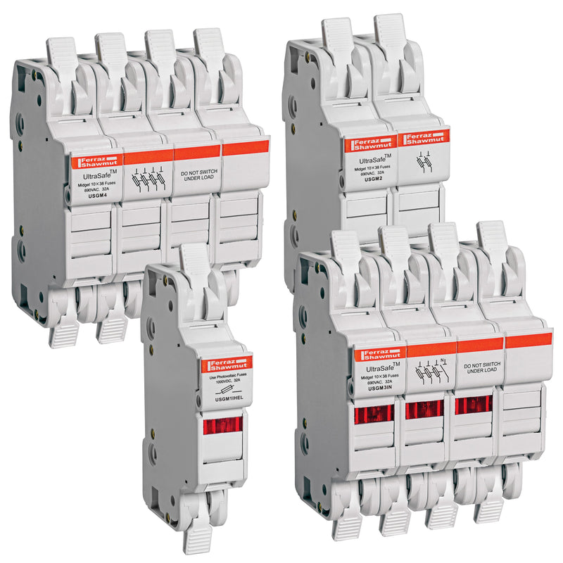 Mersen - Halter für zylindrische Sicherung Sicherungshalter Midget USGM1I-DC24 10x38 30A 1-polig − 12 Stück