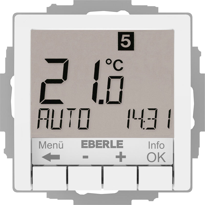 Eberle Controls - Raumthermostat/Uhrenthermostat UP-Uhrenthermostat UTE4800R-RAL9016-G55 Hinterleuchtung weiß