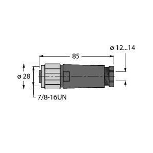 Turck - Rundsteckverbinder, feldkonfektionierbar (Industriesteckverbinder) Steckverbinder BKV4140-0/16 konfektionierbar