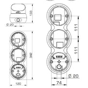 Grothe - Signalampel Ampelmodul 3LE m.Warnl. AMP 8969 LED 120-240VAC/DC