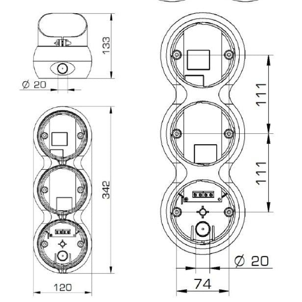 Grothe - Signalampel Ampelmodul 3LE m.Warnl. AMP 8969 LED 120-240VAC/DC