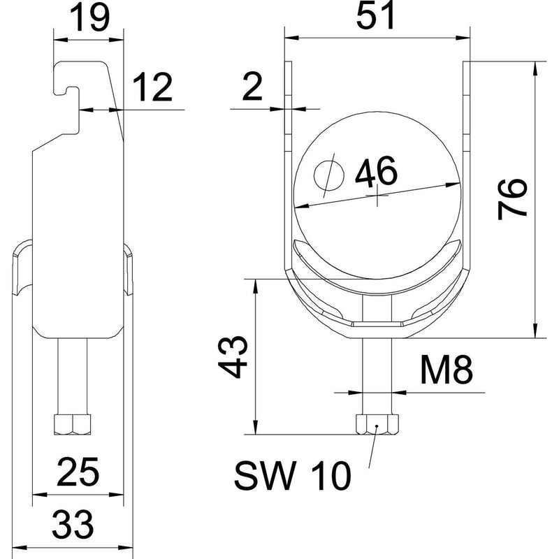 OBO Bettermann - Bügelschelle BS-U1-M-46 A4 40-46mm − 25 Stück