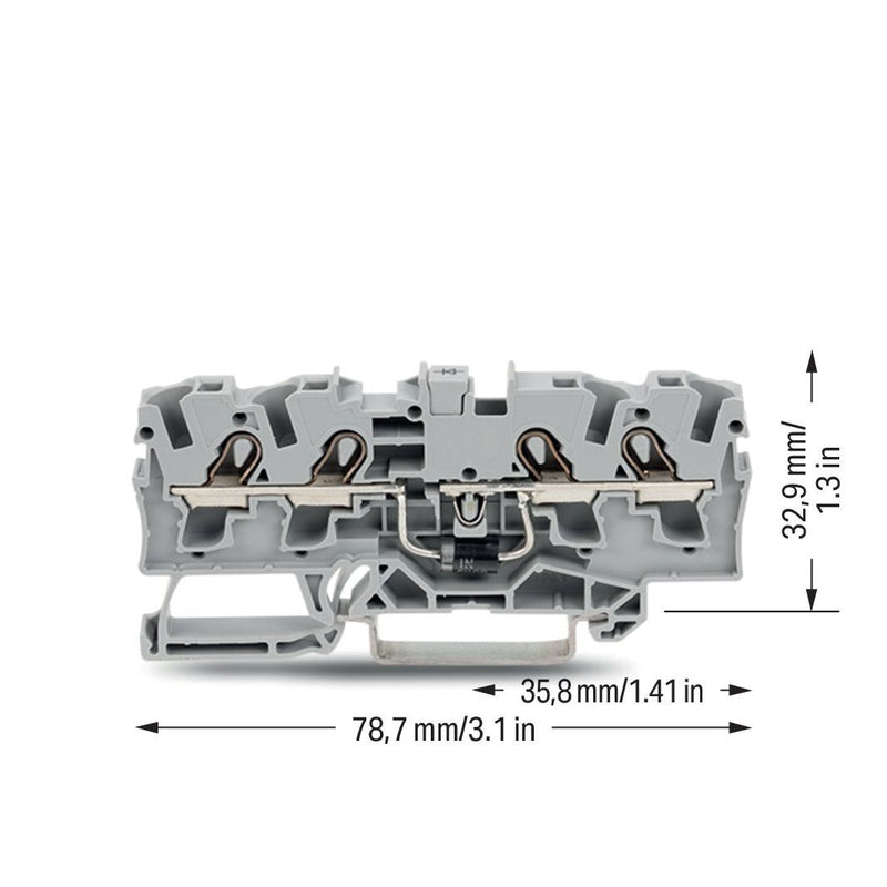 WAGO - Bauelement-Reihenklemme Bauelementklemme 2004-1411/1000-401 Diode 1N5408,grau − 50 Stück