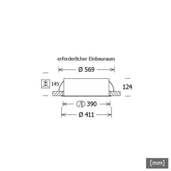 LTS Licht&Leuchten - Decken-/Wandleuchte LED-Einbauleuchte PLL27410302/DALI ws 23W 3000K 915lm