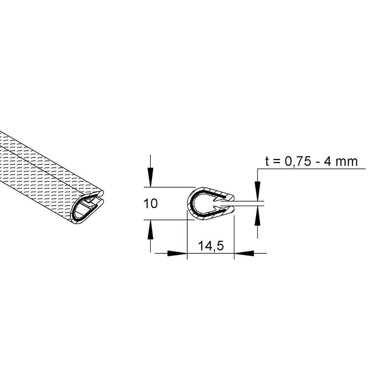 HKL - Kabelschutz für Installationskanal Kantenschutzprofil KTS10M − 10 Meter