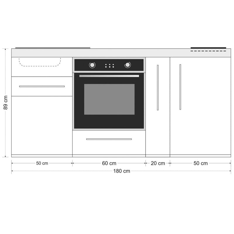 Stengel - Mini-Küche Miniküche Premiumline MPBSM180ABOBliS Schwarz matt