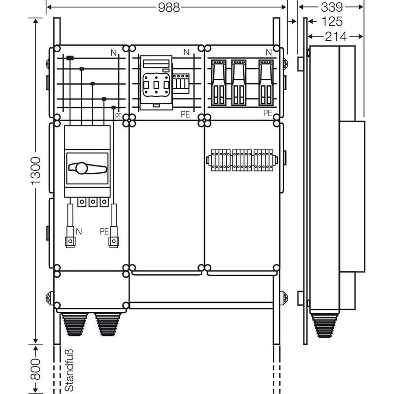 Hensel - Verteilerschrank für Energieversorgung Ladeverteiler Mi EV 44kW 3001 b. z. 3 Doppelladepu