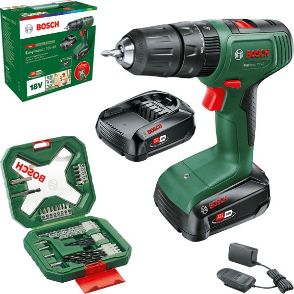 Bosch - Schlagbohrmaschine (Akku) Akku-Schlagbohrmaschine, 2 EasyImpact 18V-40 x Akku PBA 18V 2.0Ah