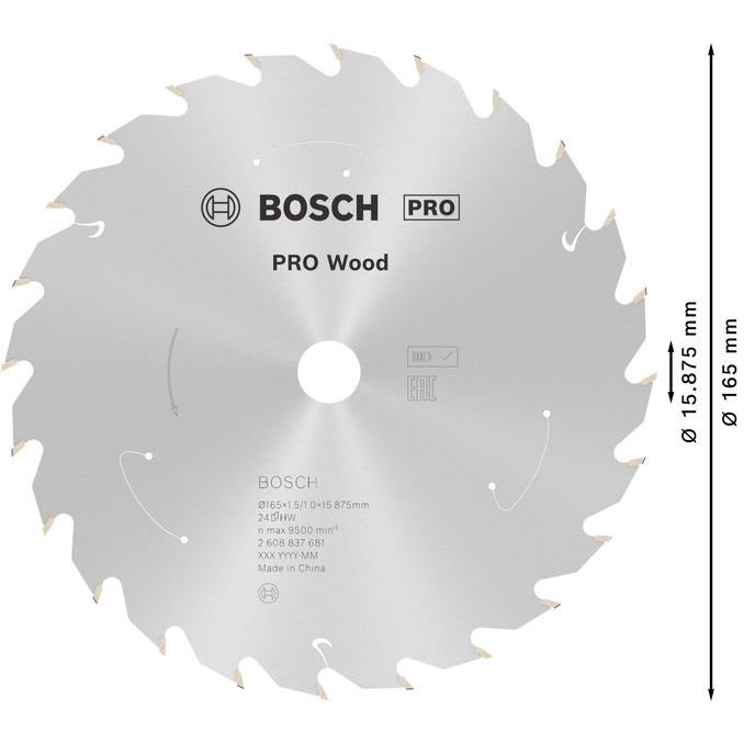 Bosch - Kreissägeblatt PRO Wood cordless 2608837681 Kreissägeblatt 165 x