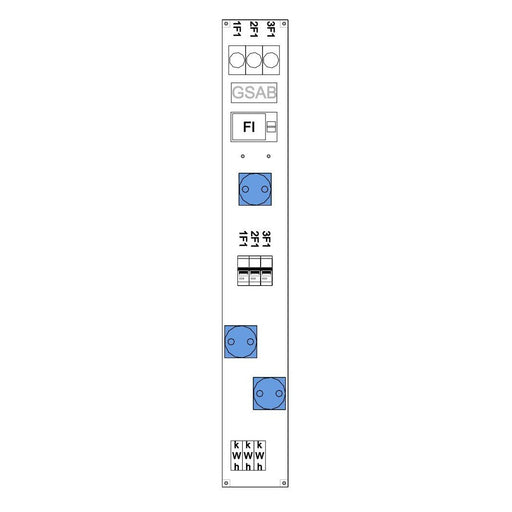 GSAB Elektrotechnik - CEE-Steckdosen-Kombination (IEC 60309) Systemleiste f.Sammelsch. 99.00.-024.3 185mm, 3xSchutz.-Do