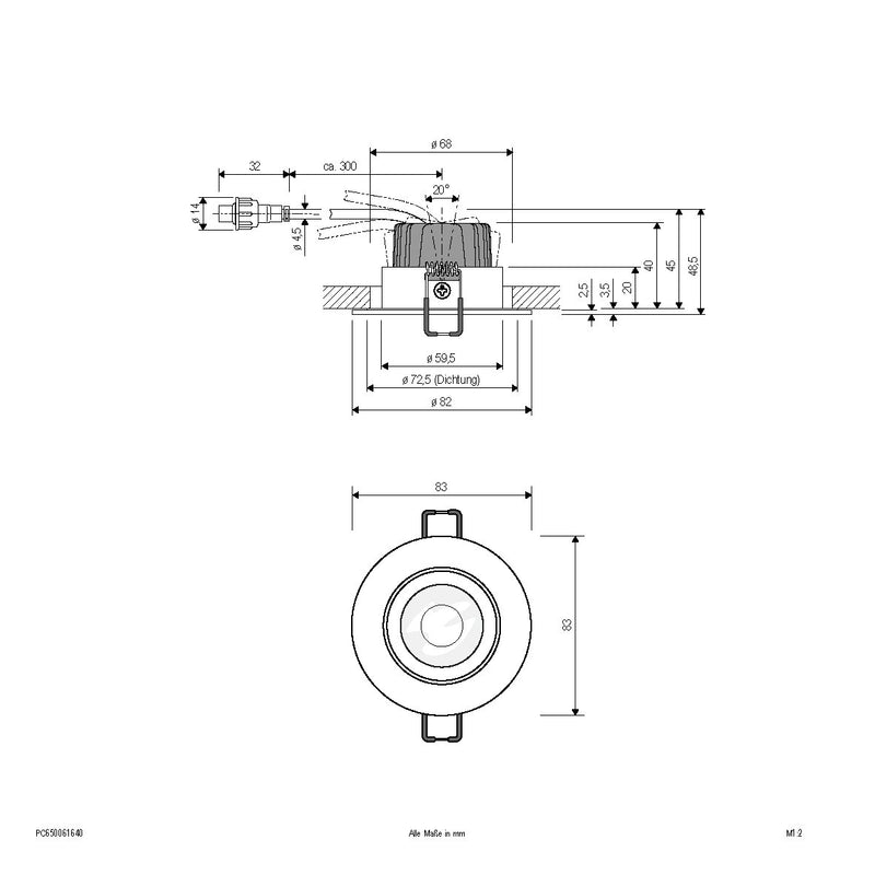 EVN Lichttechnik - Downlight/Strahler/Flutlicht LED-Einbauleuchte IP65 PC650061640 350mA 4000K anthr