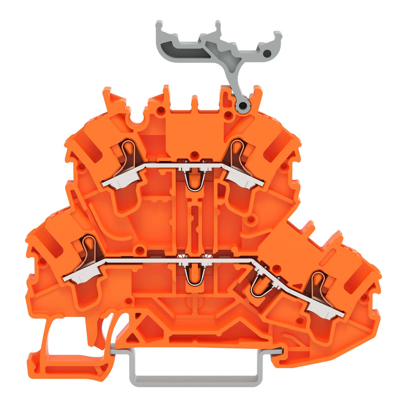 WAGO - Durchgangs-Reihenklemme Doppelstockklemme 2202-2236 Drücker,orange − 50 Stück