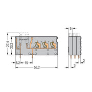 WAGO - Leiterplattenklemme 3LeiterLeiterplattenklemme 742-163 2,5 mm²,grau − 100 Stück