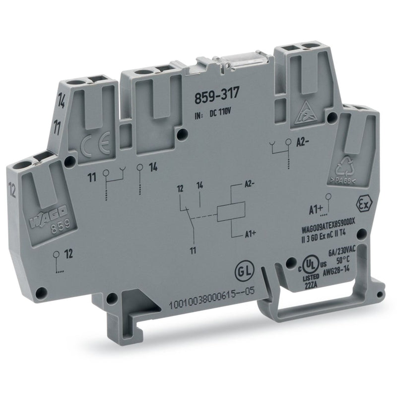 WAGO - Schaltrelais Relaismodul 859-317 DC 110 V,1 W,grau − 10 Stück