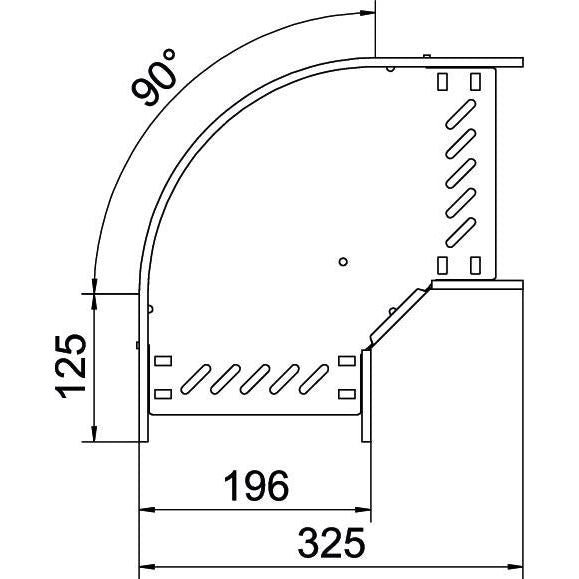 OBO Bettermann - Bogen für Kabelrinne Bogen 90 Grad RB 90 620 A2 60x200, rostfrei