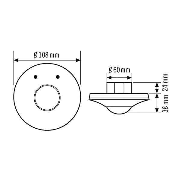 ESYLUX - Bussystem-Bewegungsmelder Decken-Präsenzmelder ws PD-ATMO 360i/8 A KNX 360Grad,UP,KNX,FB