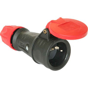 Jäger Fischer - Schutzkontaktstecker Schutzkontaktkupplung 25712-sr vollgummi IP44 − 1 Stück