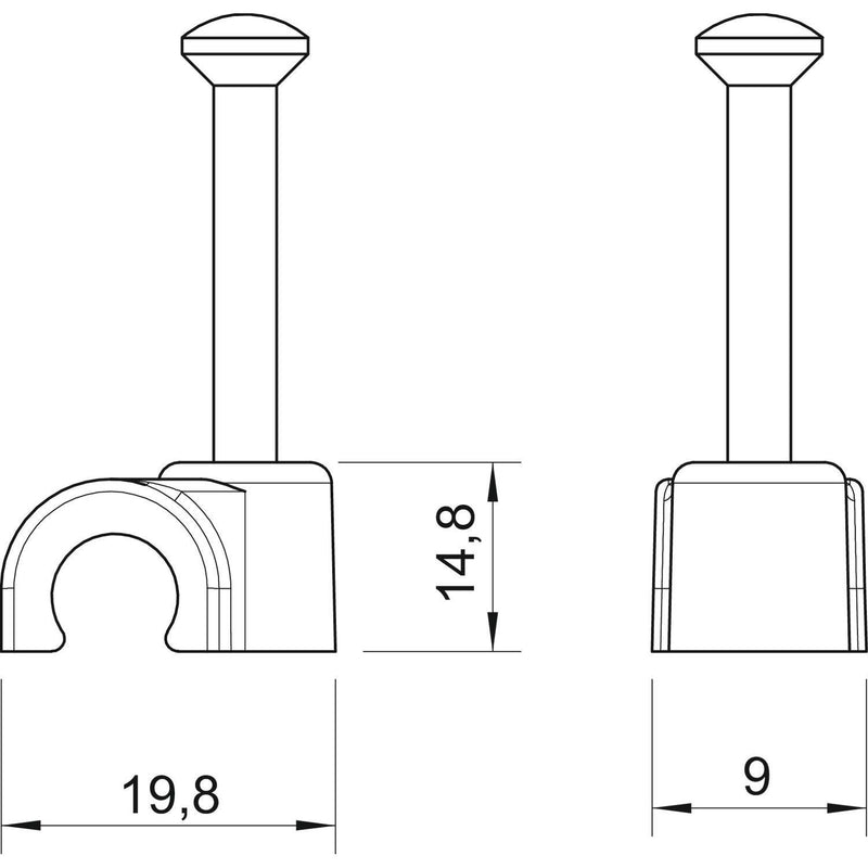OBO Bettermann - Nagelschelle (für Kabel) Iso-Nagel-Clip 2012 45 LGR 12mm − 100 Stück