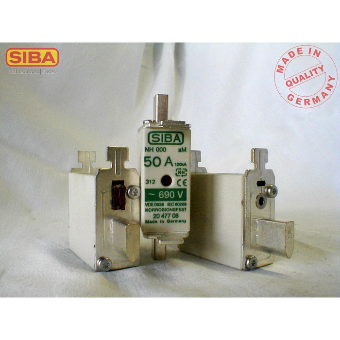 Siba - Messersicherung NH-Sicherungseinsatz 2047708.16 16A NH00 aM 690V − 3 Stück
