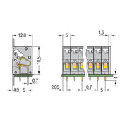 WAGO - Leiterplattenklemme 741-105 Drücker,2,5 mm²,grau − 45 Stück
