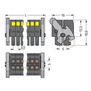 WAGO - Ein- und mehrpolige Klemmenleiste 1-LeiterFederleiste2reihig 713-1112/037-9037 CAGECLAMP 1,5mm²,sw − 20 Stück