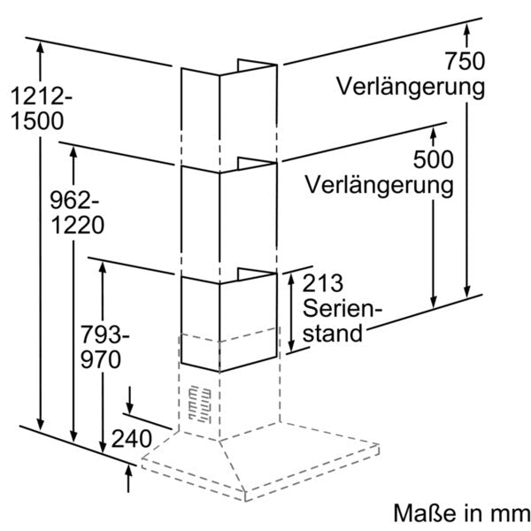 Bosch - Zubehör/Ersatzteile für Dunstabzugshauben Kaminverlängerung DHZ1224 500mm