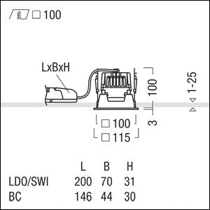 Zumtobel Group - Downlight/Strahler/Flutlicht LED-Deckeneinbauleuchte PANOS EVO #62907039 Q100L 830 LDO AL WH