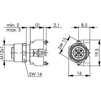 Telegärtner - Modularer Steckverbinder STX M12x1 EBB D-kod. 100007549 Cat.5 − 10 Stück