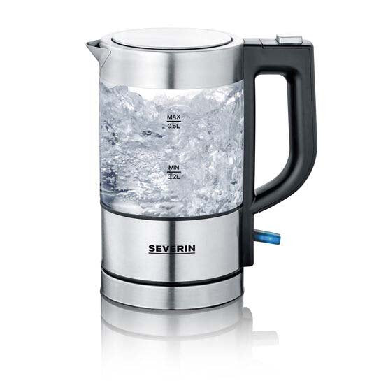 Severin - Wasserkocher Mini-Glas-Wasserkocher WK 3472 eds-geb/sw 0,5L,1100W