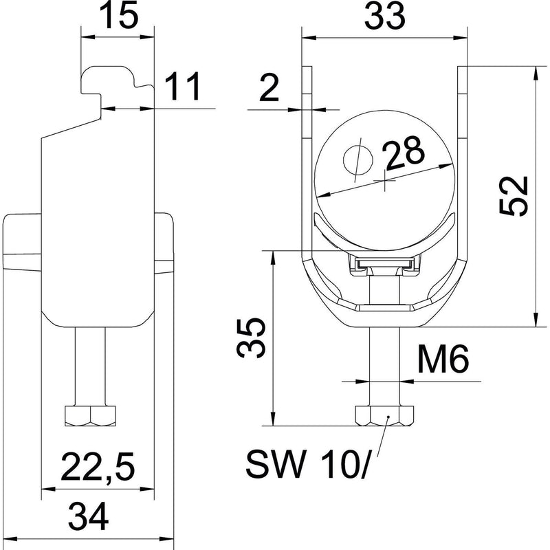 OBO Bettermann - Bügelschelle BS-N1-K-28 A2 22-28mm − 50 Stück