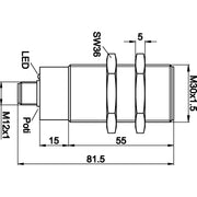 Ipf Electronic - Kapazitiver Näherungsschalter Sensor kapazitiv, M30x1,5 KB300420 82lang, bündig, Sn: