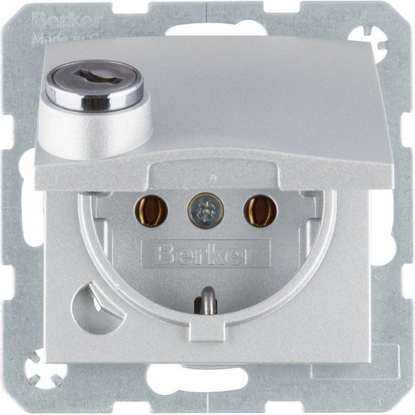 Berker - Steckdose SCHUKO-Steckdose alu/mt 47631404 Steckklemme, Schloss