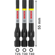 Bosch - Bit-Set PRO T Impact Bit Set, T25, 2608521U55VE(3) T30 T40 55 mm 3-tlg