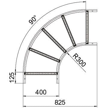 OBO Bettermann - Bogen für Kabelleiter Bogen LB 90 640 R3 FS 90 Grad − 1 Stück