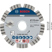 Bosch - Trenn-/Schleifscheibe Diamanttrennscheibe 2608602651 PRO Concrete