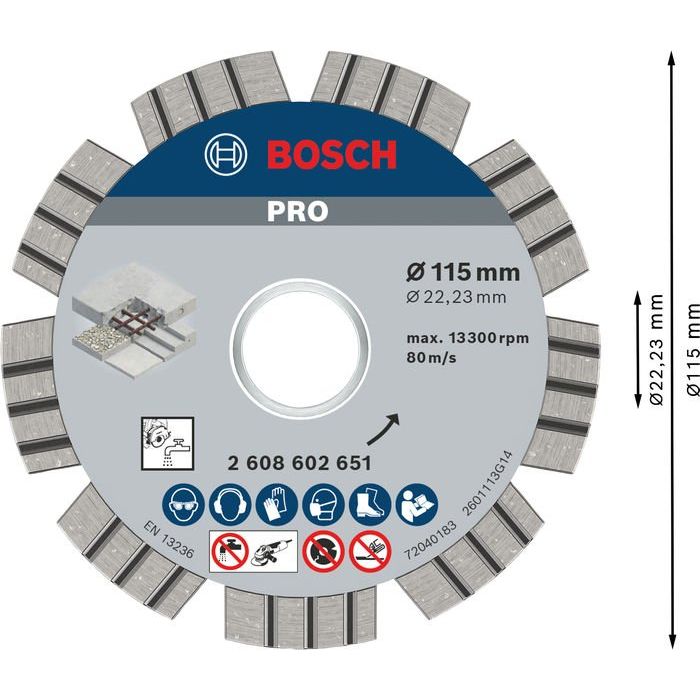 Bosch - Trenn-/Schleifscheibe Diamanttrennscheibe 2608602651 PRO Concrete