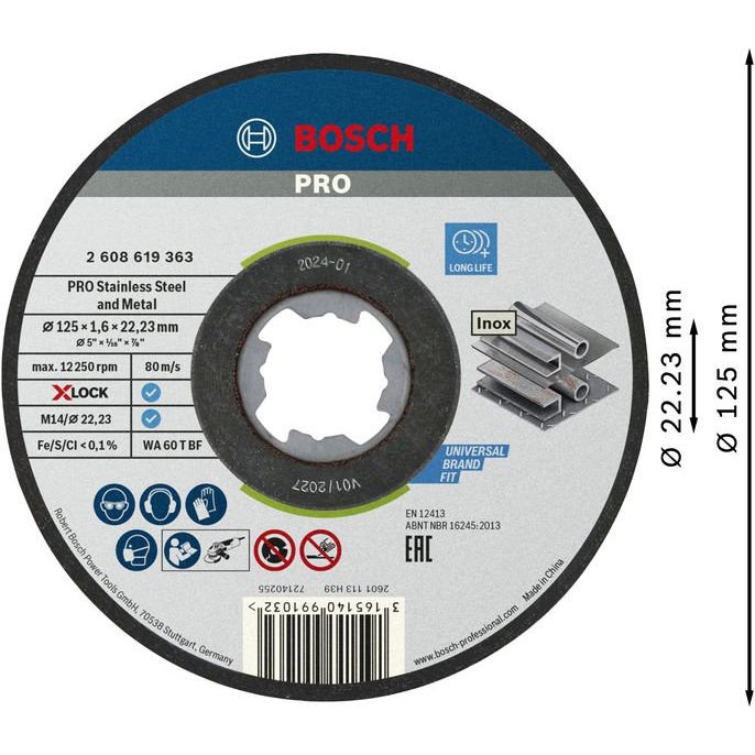 Bosch - Trenn-/Schleifscheibe PRO Stainless Steel and 2608619363 Metal X-Lock